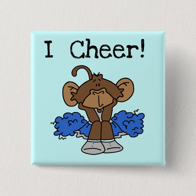 Badge Carré 5 Cm T-shirts de pom-pom girl de singe et cadeaux bleus (Devant)