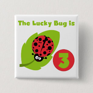 Badge Carré 5 Cm T-shirts et cadeaux 3e anniversaire Lucky Bug