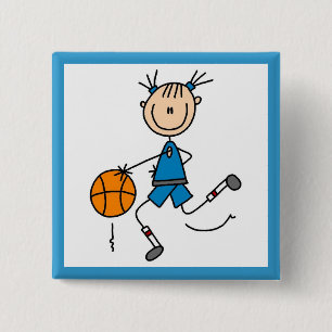 Badge Carré 5 Cm T-shirts et cadeaux bleus de joueur de basket de