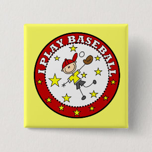 Badge Carré 5 Cm T-shirts et Cadeaux Boy I Play Baseball