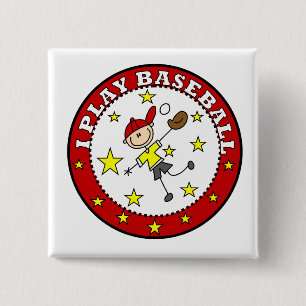 Badge Carré 5 Cm T-shirts et Cadeaux Boy I Play Baseball