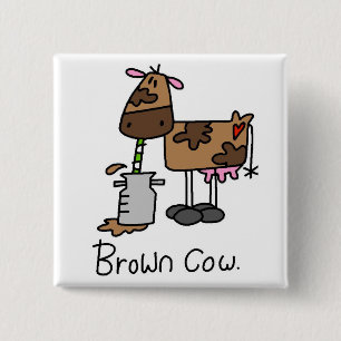 Badge Carré 5 Cm T-shirts et Cadeaux Brown Cow