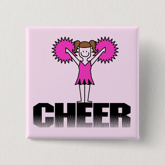 Badge Carré 5 Cm T-shirts et cadeaux Cheerleading roses (Devant)