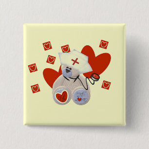 Badge Carré 5 Cm T-shirts et cadeaux d'amour d'infirmière d'ours d