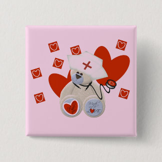 Badge Carré 5 Cm T-shirts et cadeaux d'amour d'infirmière d'ours de