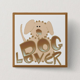Badge Carré 5 Cm T-shirts et cadeaux d'amoureux des chiens de Brown