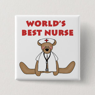 Badge Carré 5 Cm T-shirts et cadeaux de Bear World's Best Nurse