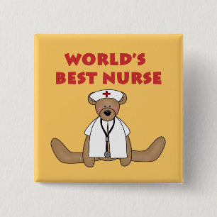 Badge Carré 5 Cm T-shirts et cadeaux de Bear World's Best Nurse