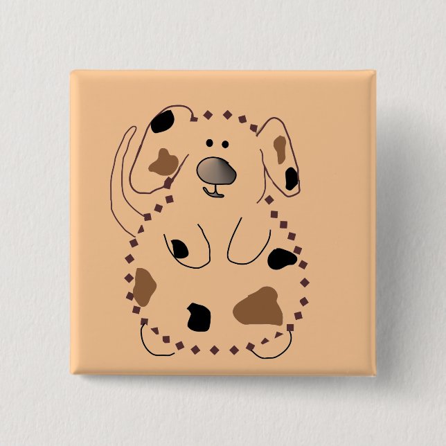 Badge Carré 5 Cm T-shirts et cadeaux de chien de bande dessinée (Devant)