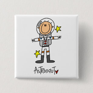 Badge Carré 5 Cm T-shirts et cadeaux de figures bâton astronaute