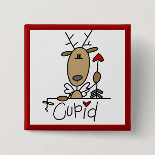 Badge Carré 5 Cm T-shirts et Cadeaux de Noël Cupid Reindeer