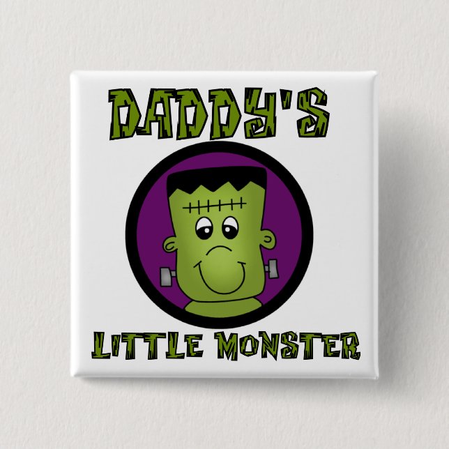 Badge Carré 5 Cm T-shirts et cadeaux de papa Little Monster (Devant)