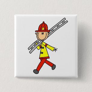 Badge Carré 5 Cm T-shirts et cadeaux de pompier avec échelle
