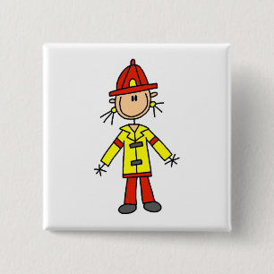Badge Carré 5 Cm T-shirts et cadeaux de pompier en bonhomme allumet