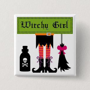 Badge Carré 5 Cm T-shirts et cadeaux d'Halloween Witchy Girl