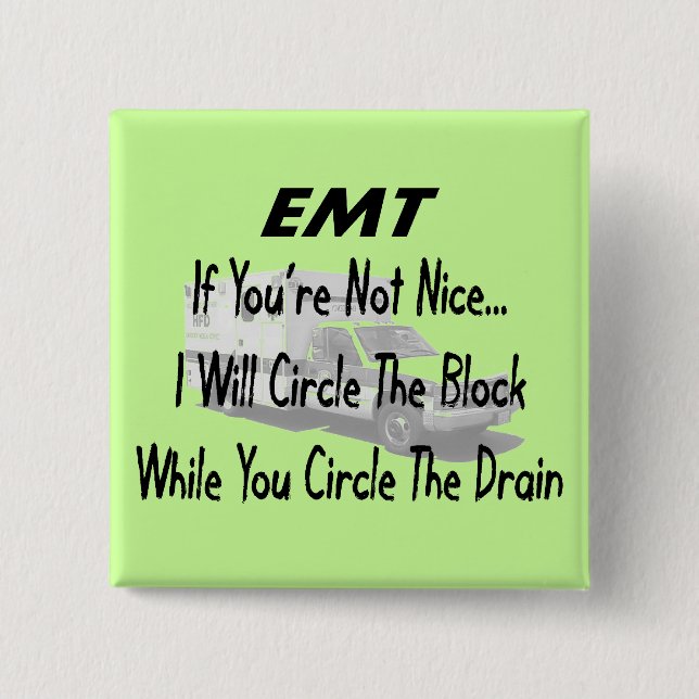 Badge Carré 5 Cm T-shirts et cadeaux EMT amusants (Devant)