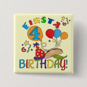 Badge Carré 5 Cm T-shirts et cadeaux Fiesta 4th Birthday
