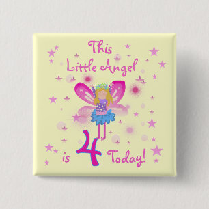 Badge Carré 5 Cm T-shirts et cadeaux Little Angel 4th Birthday