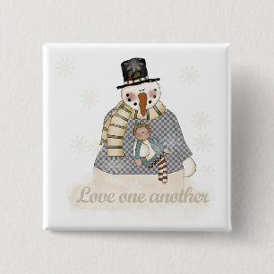 Badge Carré 5 Cm T-shirts et cadeaux Love One Another Snowman