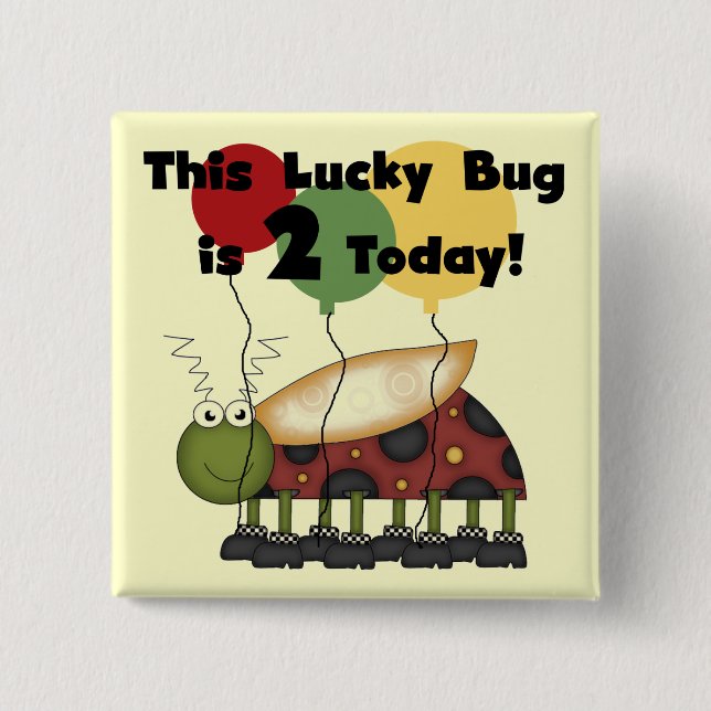 Badge Carré 5 Cm T-shirts et cadeaux Lucky Bug 2e anniversaire (Devant)