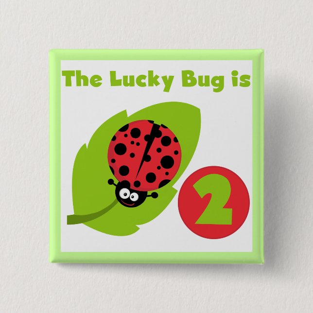 Badge Carré 5 Cm T-shirts et cadeaux Lucky Bug 2e anniversaire (Devant)