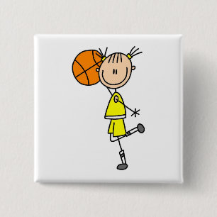 Badge Carré 5 Cm T-shirts et Cadeaux pour Fille Joueuse de Basket-b