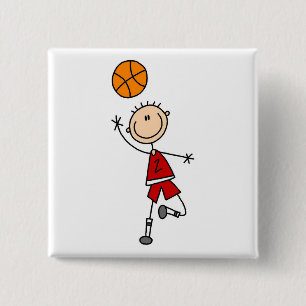 Badge Carré 5 Cm T-shirts et cadeaux pour garçon basketteur rouge