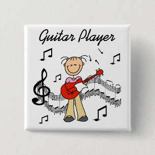 Badge Carré 5 Cm T-shirts et Cadeaux pour Joueuse de Guitare Fille