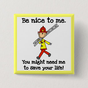 Badge Carré 5 Cm T-shirts et Cadeaux pour Pompiers Sauvez Votre Vie