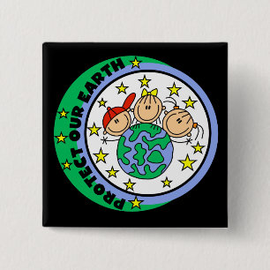 Badge Carré 5 Cm T-shirts et Cadeaux Protégeons Notre Terre