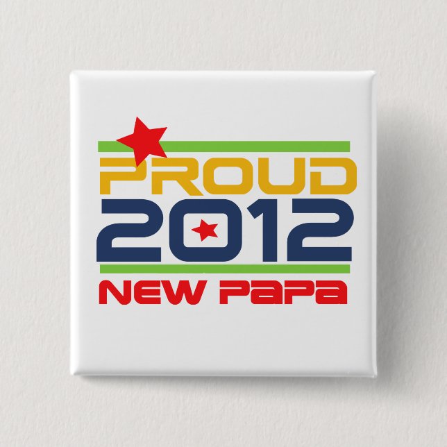 Badge Carré 5 Cm T-shirts et cadeaux Proud New Papa 2012 (Devant)