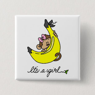 Badge Carré 5 Cm T-shirts et Cadeaux Singe C'est une Fille