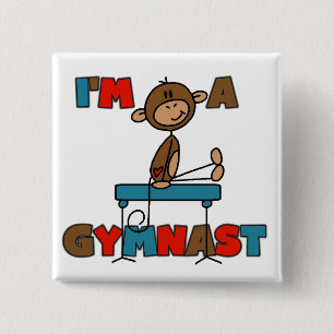 Badge Carré 5 Cm T-shirts et Cadeaux Singe Je suis un Gymnaste