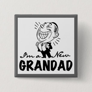 Badge Carré 5 Cm T-shirts et cadeaux Smiling New Grand-père