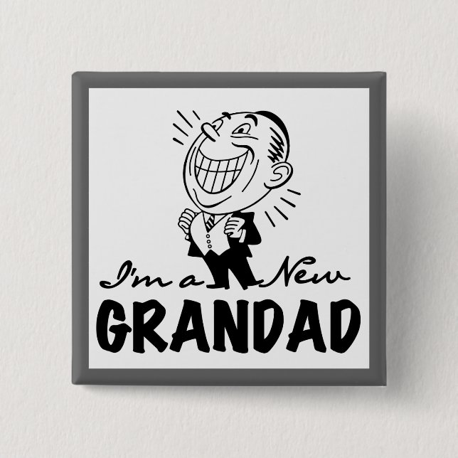 Badge Carré 5 Cm T-shirts et cadeaux Smiling New Grand-père (Devant)