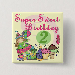 Badge Carré 5 Cm T-shirts et cadeaux Super Sweet 2e anniversaire