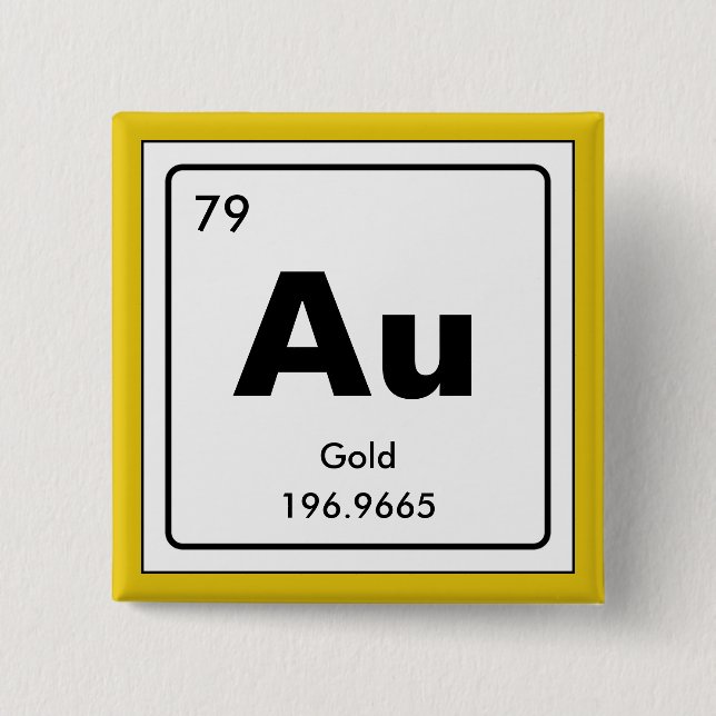 Badge Carré 5 Cm Tableau périodique chimique des éléments: Au (Devant)