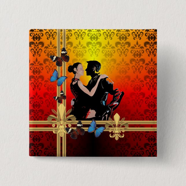Badge Carré 5 Cm Tango sur damas (Devant)