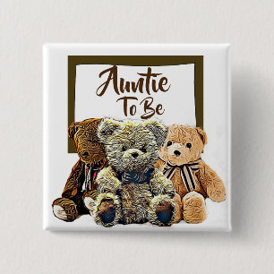 Badge Carré 5 Cm Tante à être Teddy Bear Baby shower