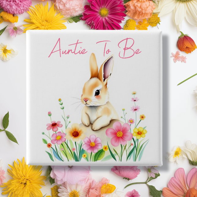 Badge Carré 5 Cm Tante | Baby shower à thème Woodland (Créateur téléchargé)