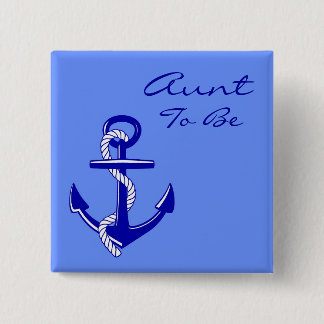 Badge Carré 5 Cm Tante nautique bleue To Be Anchor Pin