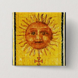 BADGE CARRÉ 5 CM TAROTS DE RENAISSANCE ANTIQUE / LE SOLEIL