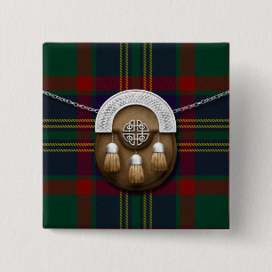 Badge Carré 5 Cm Tartan et escarcelle irlandais de liège du comté