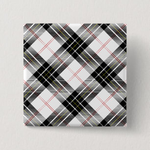 Badge Carré 5 Cm tartan MacPherson plaid noir blanc