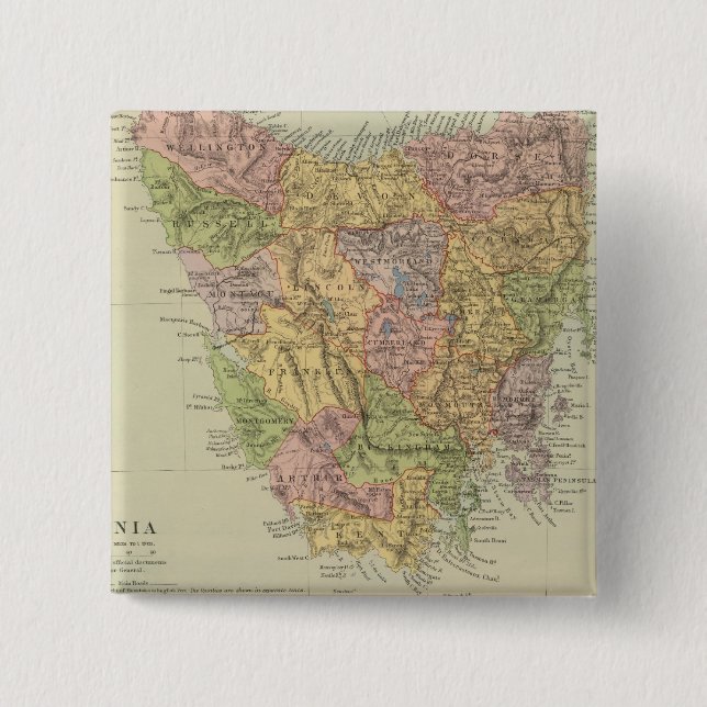 Badge Carré 5 Cm Tasmanie, Fidji (Devant)