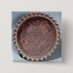 Badge Carré 5 Cm Tasse copte, terre cuite peinte avec des