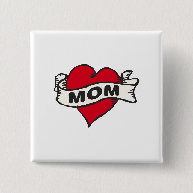 Badge Carré 5 Cm Tatouage de maman (Devant)