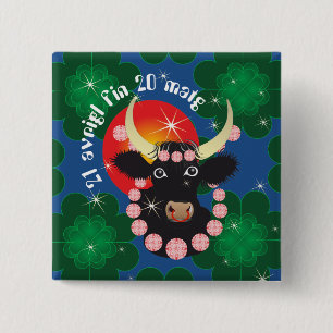 Badge Carré 5 Cm Taur 21 avrigl fin 20 matg Buttun