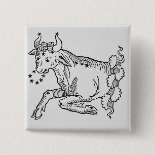 Badge Carré 5 Cm Taureau (Taureau) une illustration du 'poétique