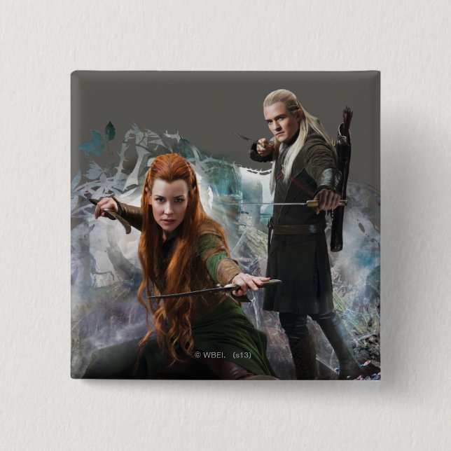 Badge Carré 5 Cm TAURIEL™ et LEGOLAS GREENLEAF™ Graphique (Devant)